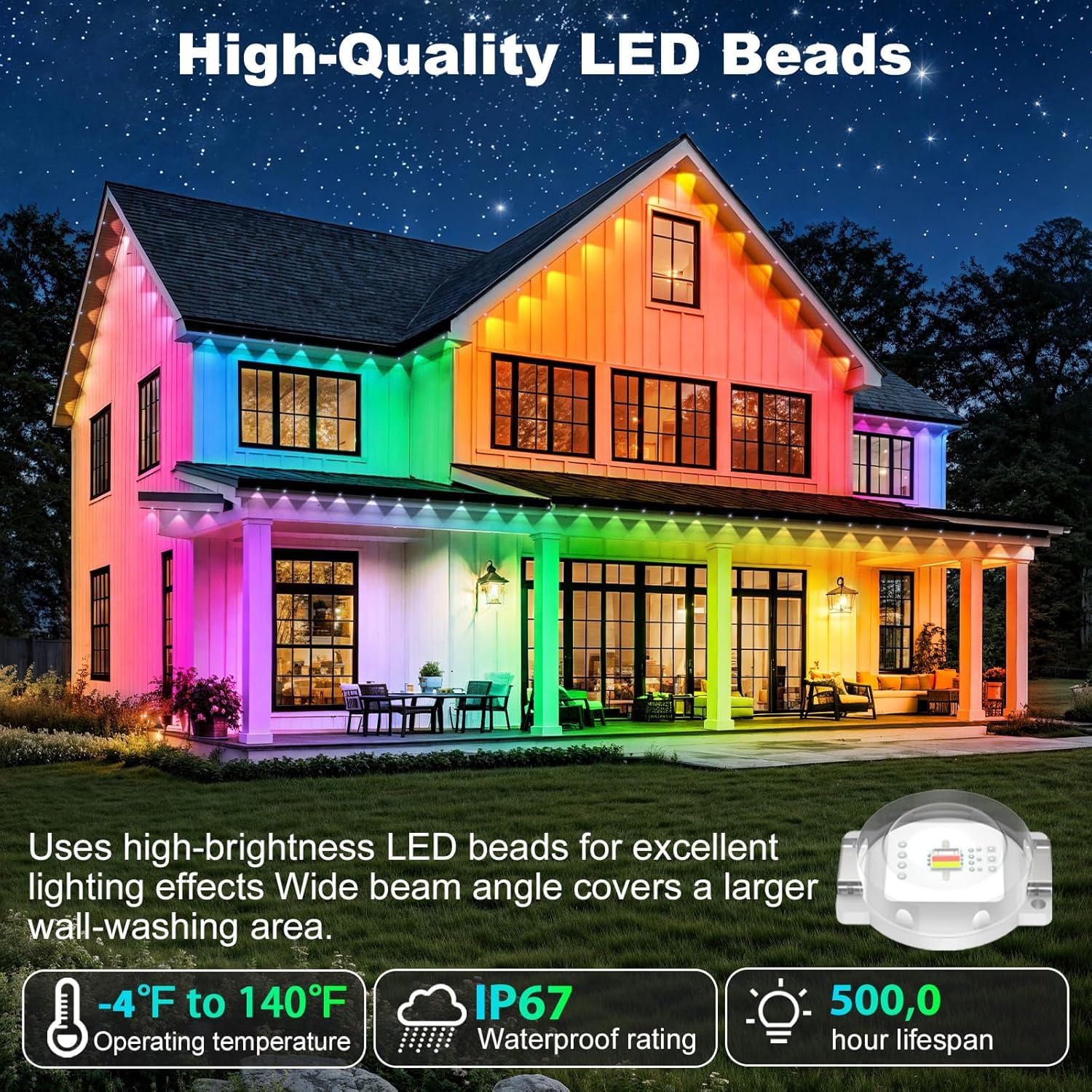 RCUICA 16.4FT LED Neon Rope Lights Waterproof with Smart App Control Remote