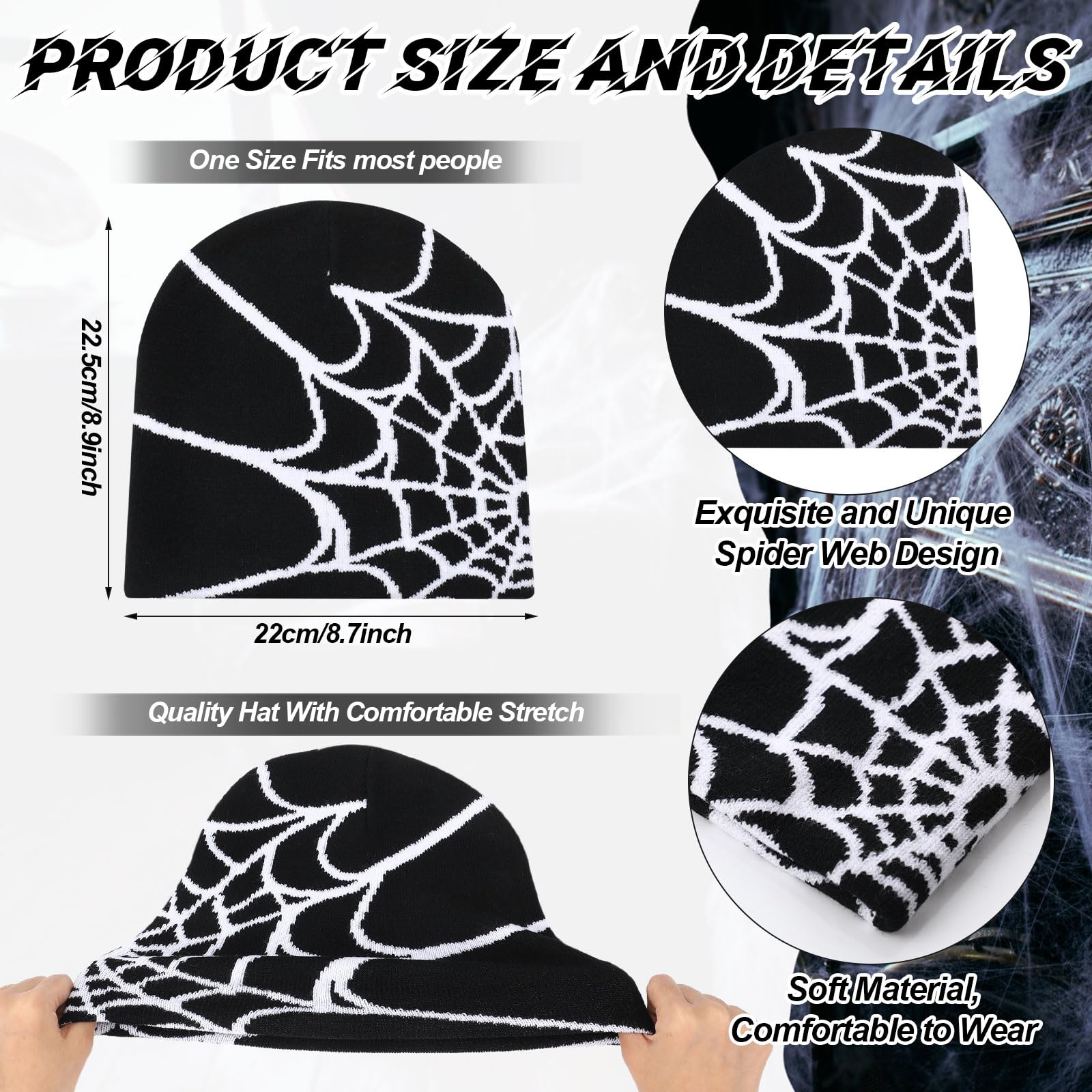 Ramede 4 Pcs Y2k Beanie - Double Sided Graphic Beanies for Men and Women, Acrylic Knitted Y2k Hats Accessories