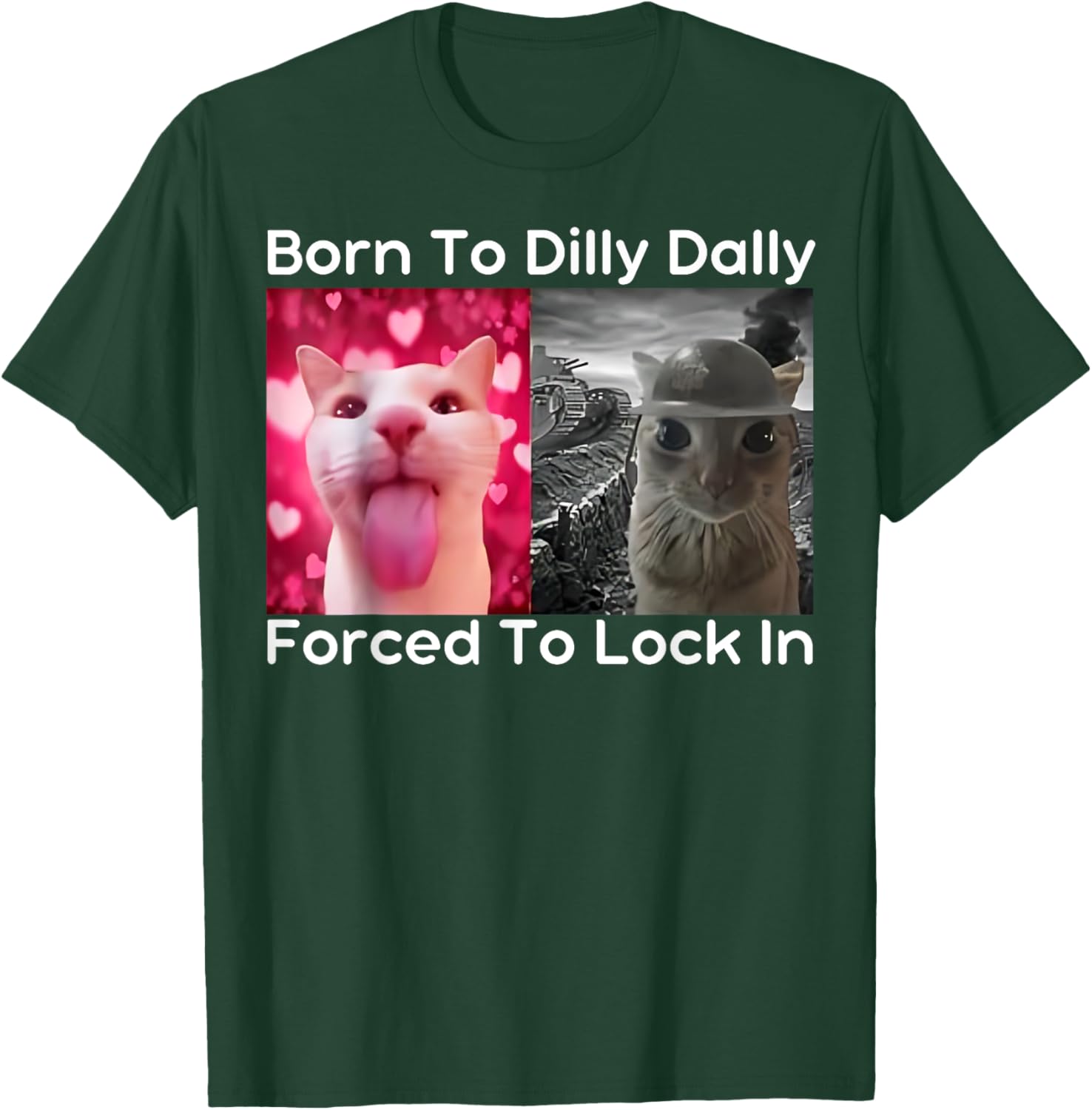 Born to Dilly Dally Forced to Lock in Cat Meme Funny Memes T-Shirt