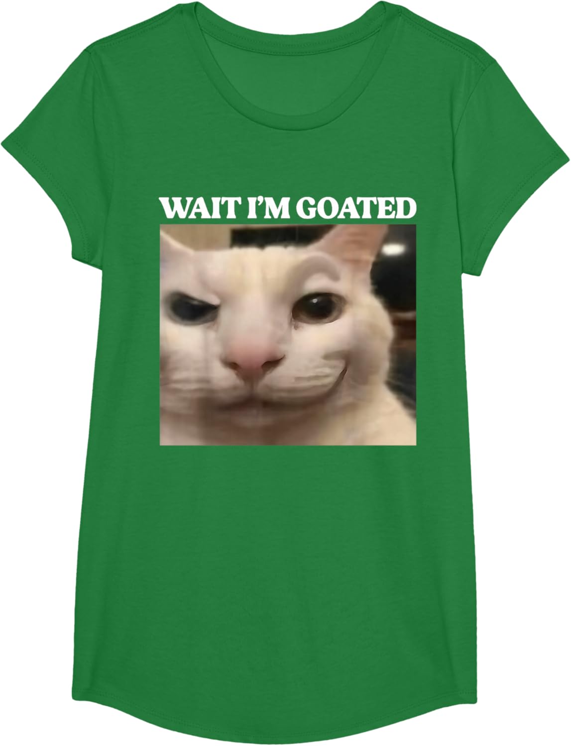 Wait I'm Goated Cat Silly Funny Cat Meme Men Women Graphic T-Shirt