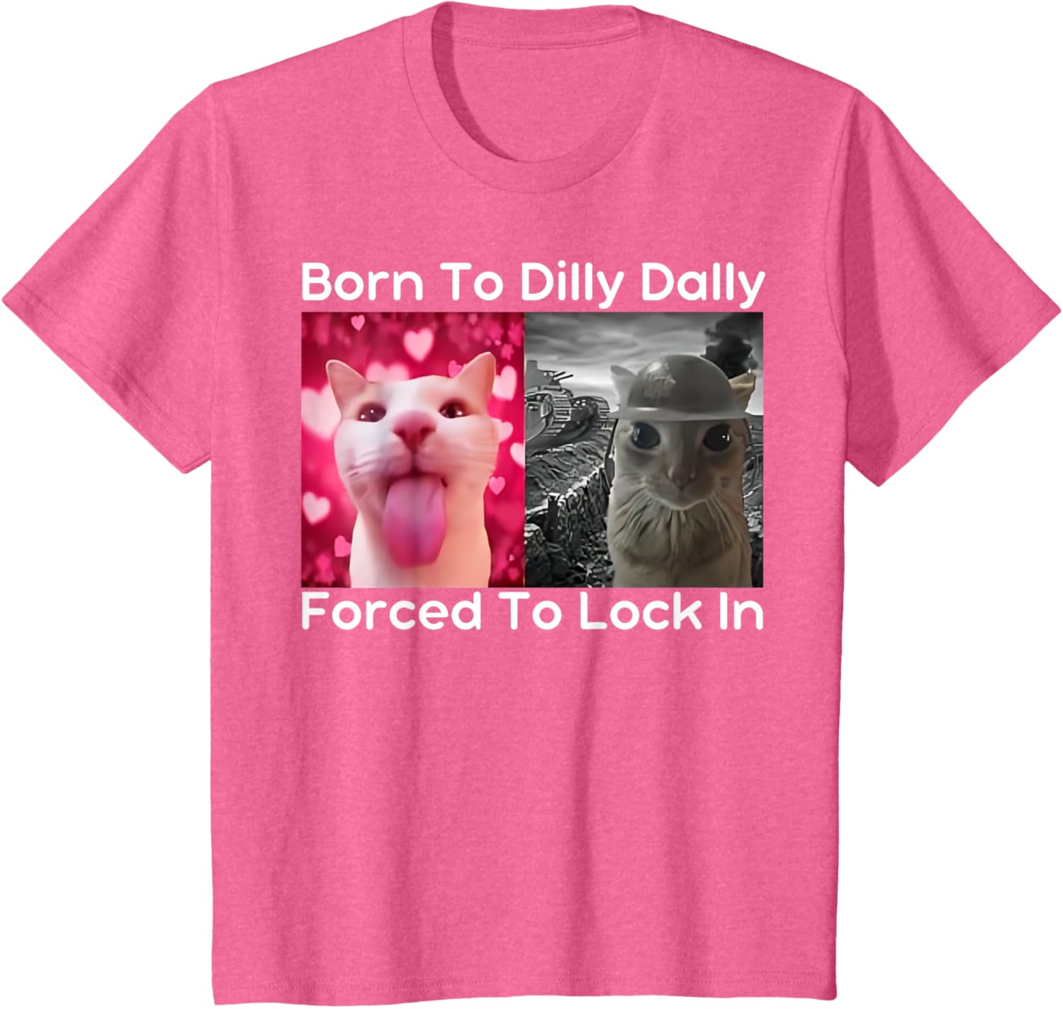 Born to Dilly Dally Forced to Lock in Cat Meme Funny Memes T-Shirt