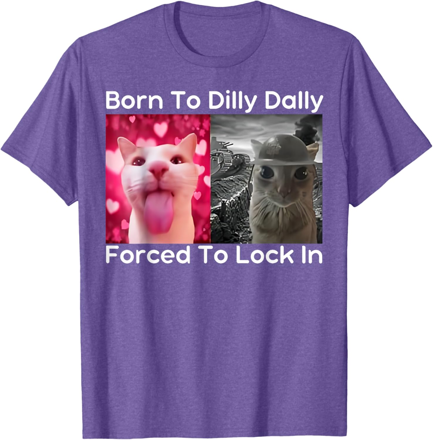 Born to Dilly Dally Forced to Lock in Cat Meme Funny Memes T-Shirt