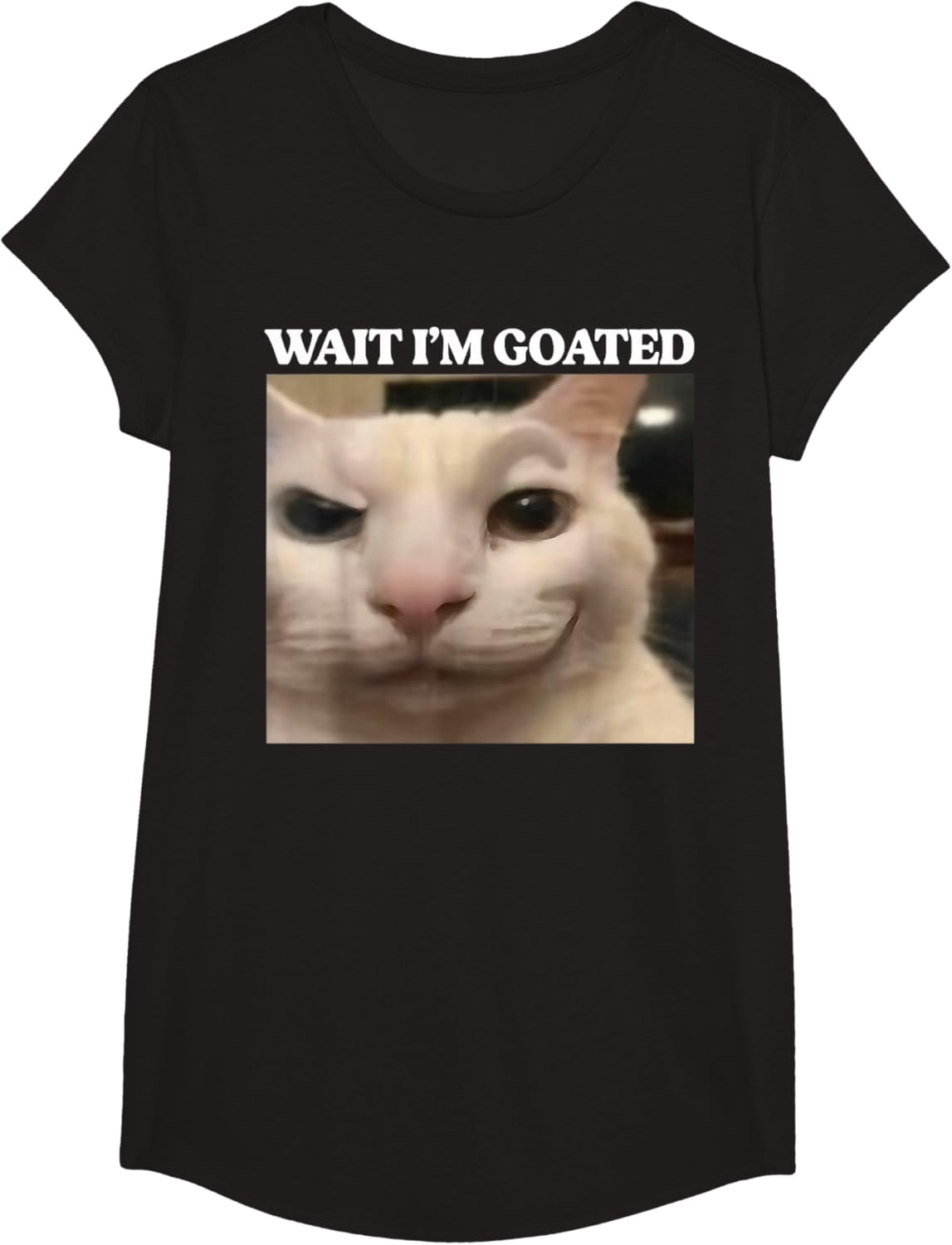 Wait I'm Goated Cat Silly Funny Cat Meme Men Women Graphic T-Shirt