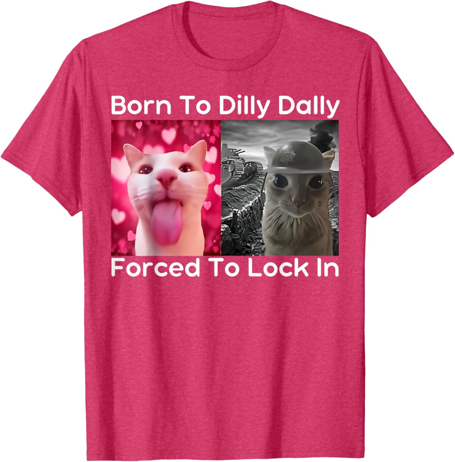 Born to Dilly Dally Forced to Lock in Cat Meme Funny Memes T-Shirt