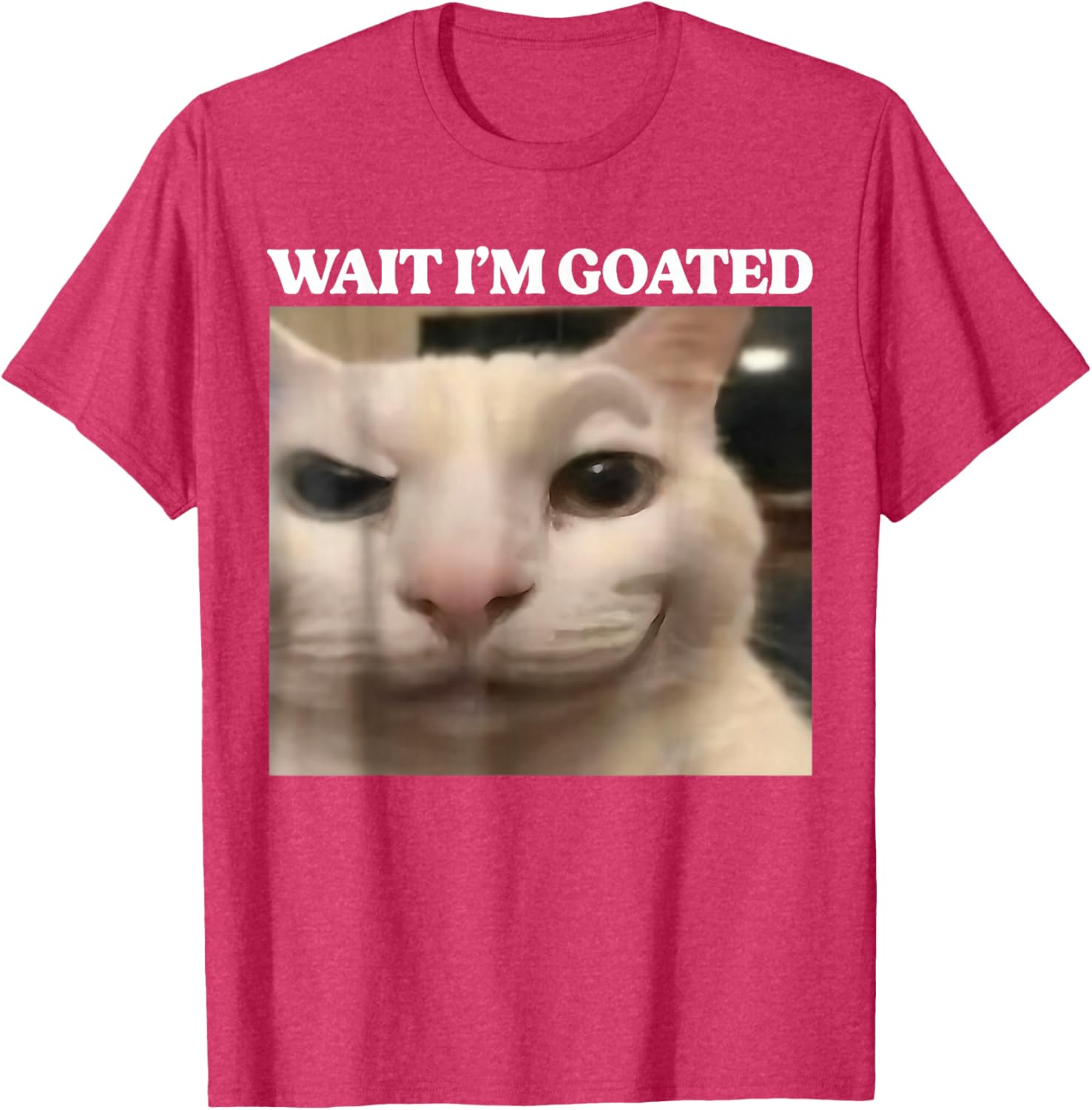 Wait I'm Goated Cat Silly Funny Cat Meme Men Women Graphic T-Shirt