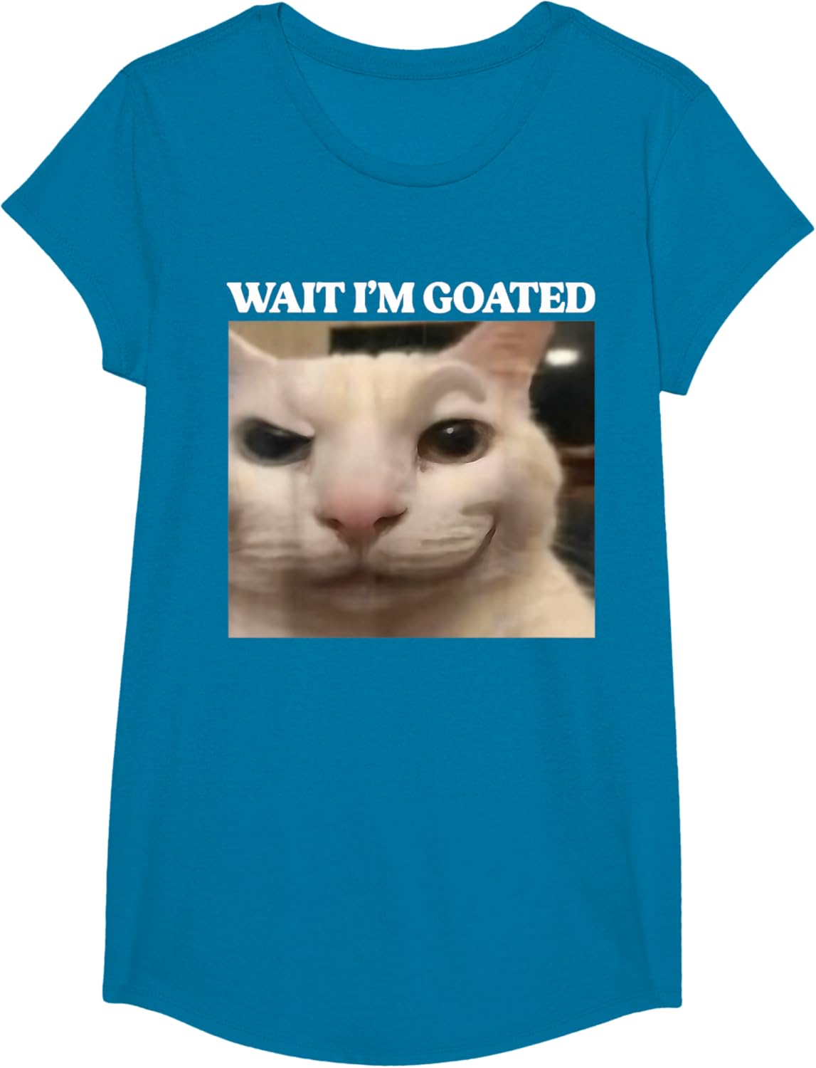 Wait I'm Goated Cat Silly Funny Cat Meme Men Women Graphic T-Shirt