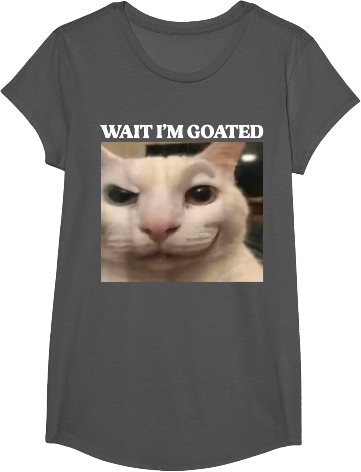 Wait I'm Goated Cat Silly Funny Cat Meme Men Women Graphic T-Shirt