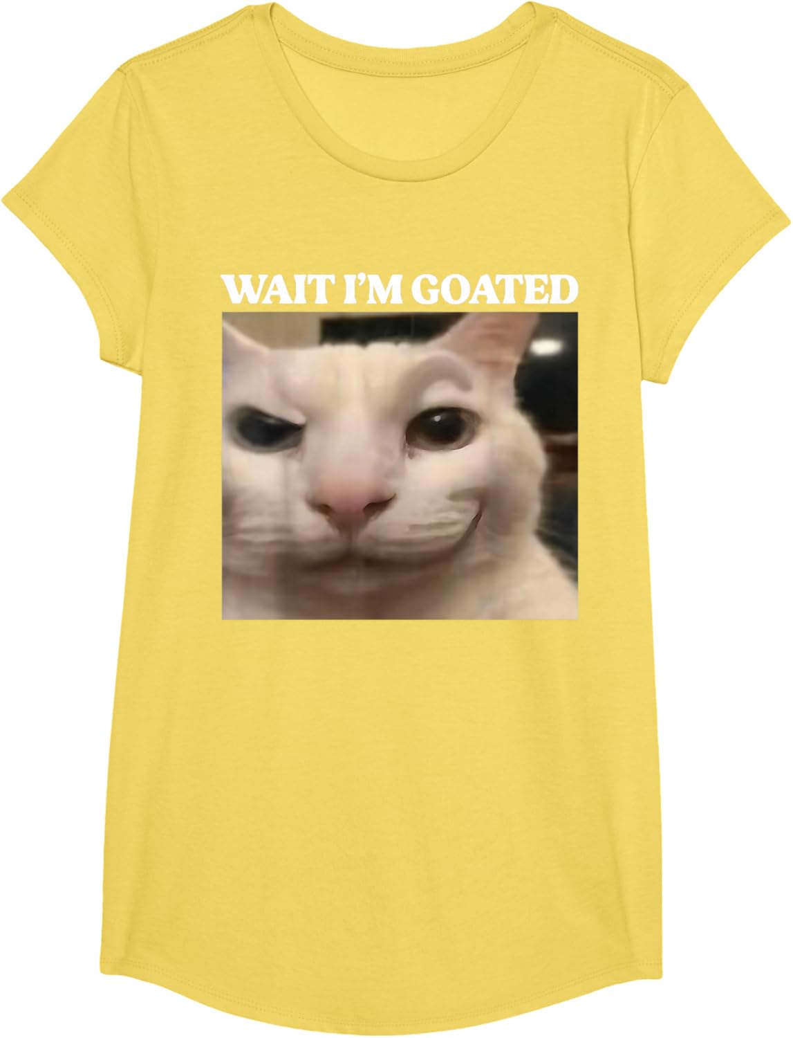 Wait I'm Goated Cat Silly Funny Cat Meme Men Women Graphic T-Shirt