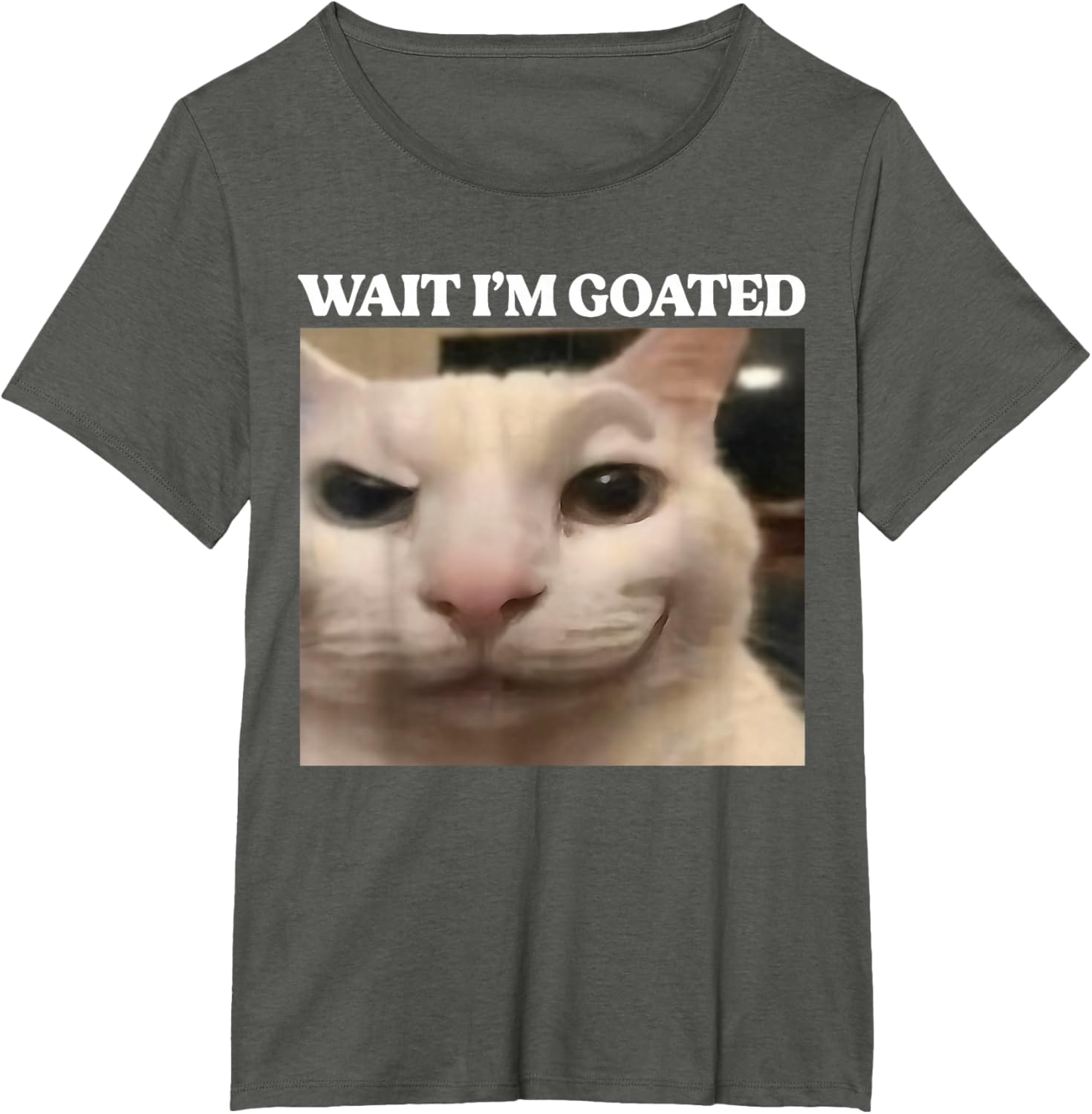 Wait I'm Goated Cat Silly Funny Cat Meme Men Women Graphic T-Shirt