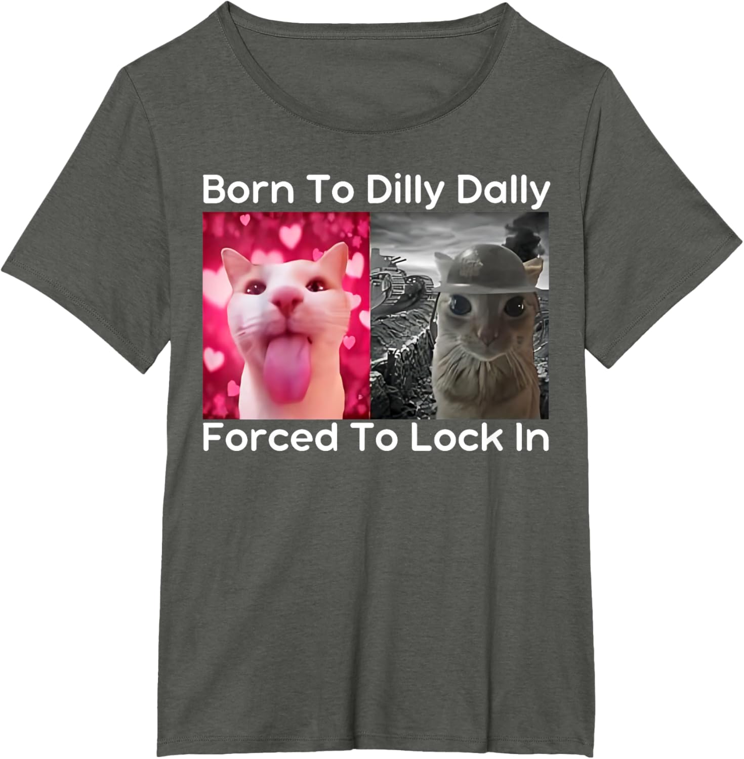 Born to Dilly Dally Forced to Lock in Cat Meme Funny Memes T-Shirt