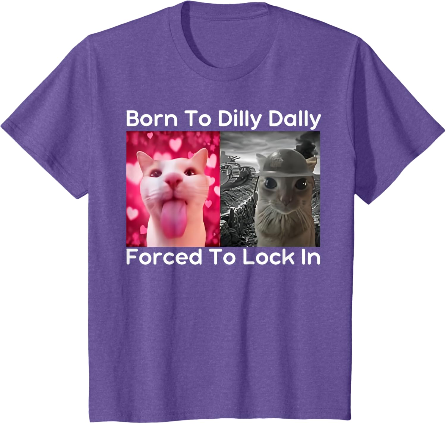 Born to Dilly Dally Forced to Lock in Cat Meme Funny Memes T-Shirt