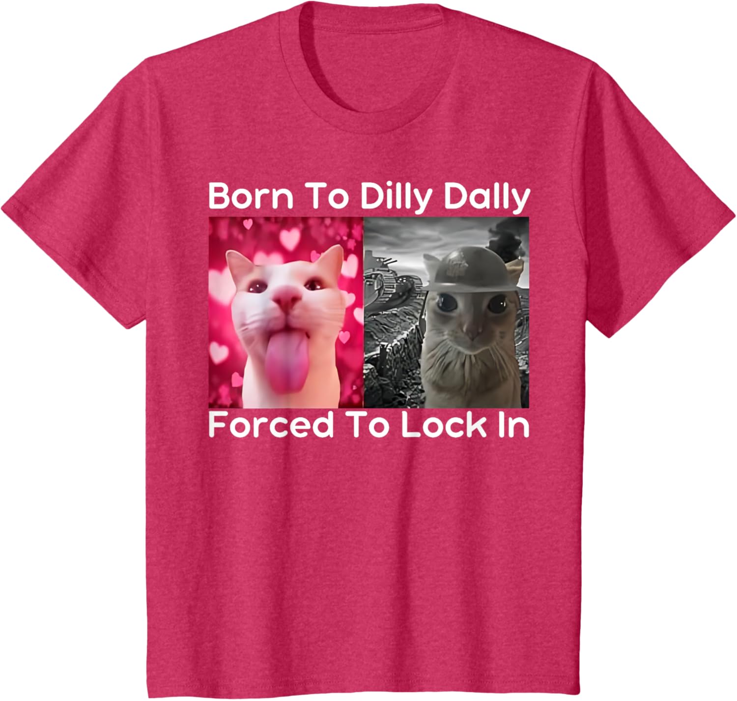 Born to Dilly Dally Forced to Lock in Cat Meme Funny Memes T-Shirt