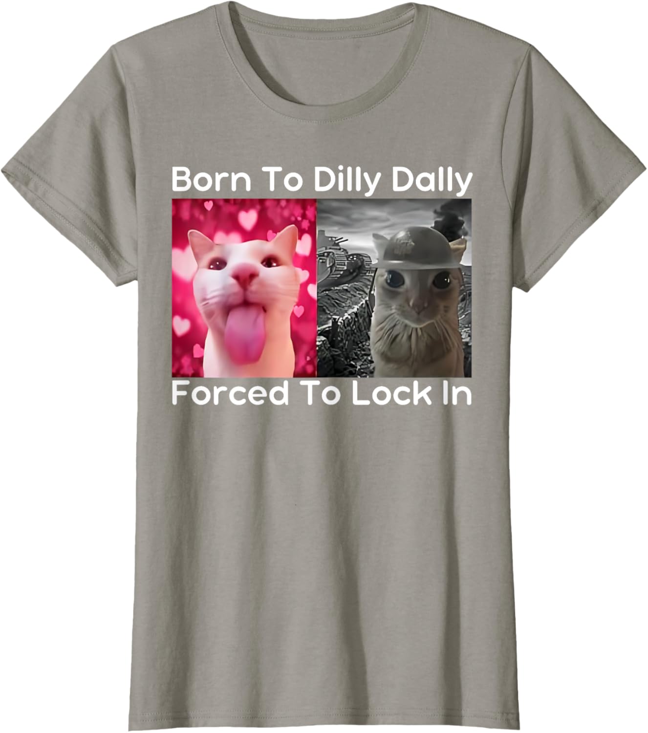 Born to Dilly Dally Forced to Lock in Cat Meme Funny Memes T-Shirt