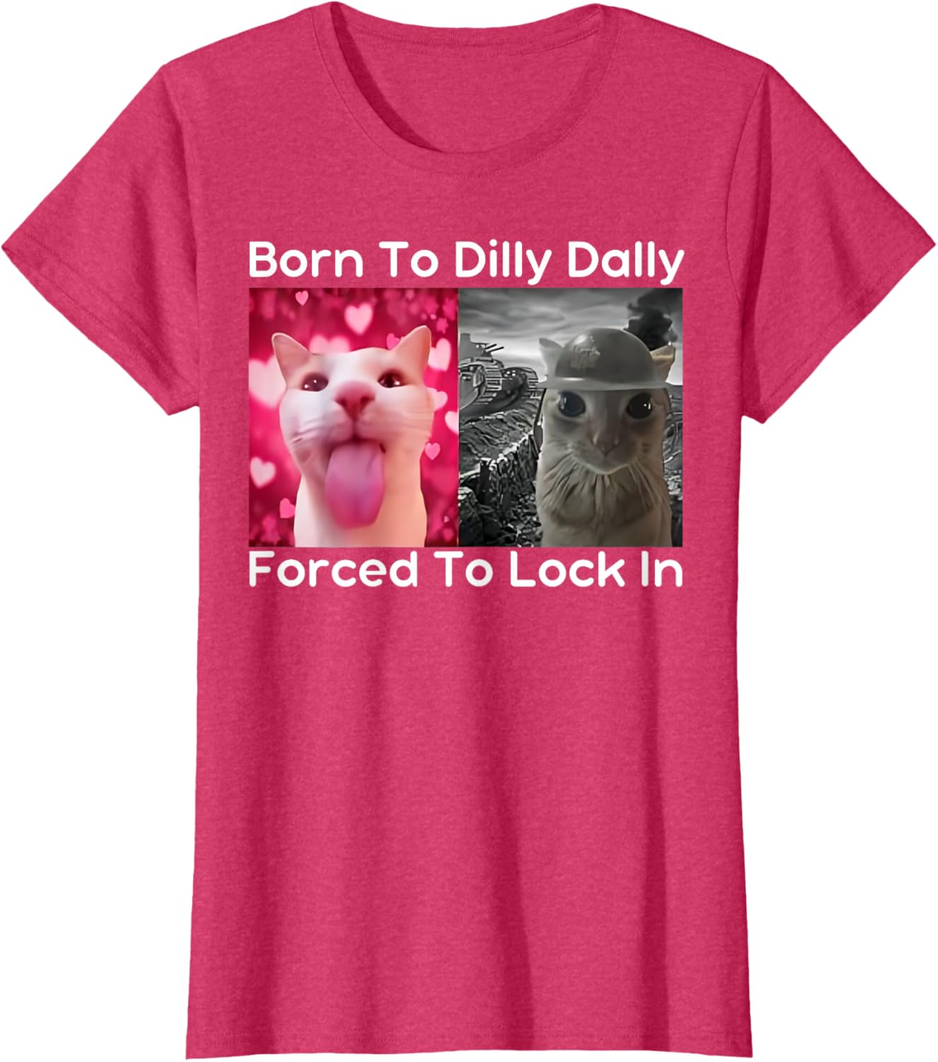 Born to Dilly Dally Forced to Lock in Cat Meme Funny Memes T-Shirt