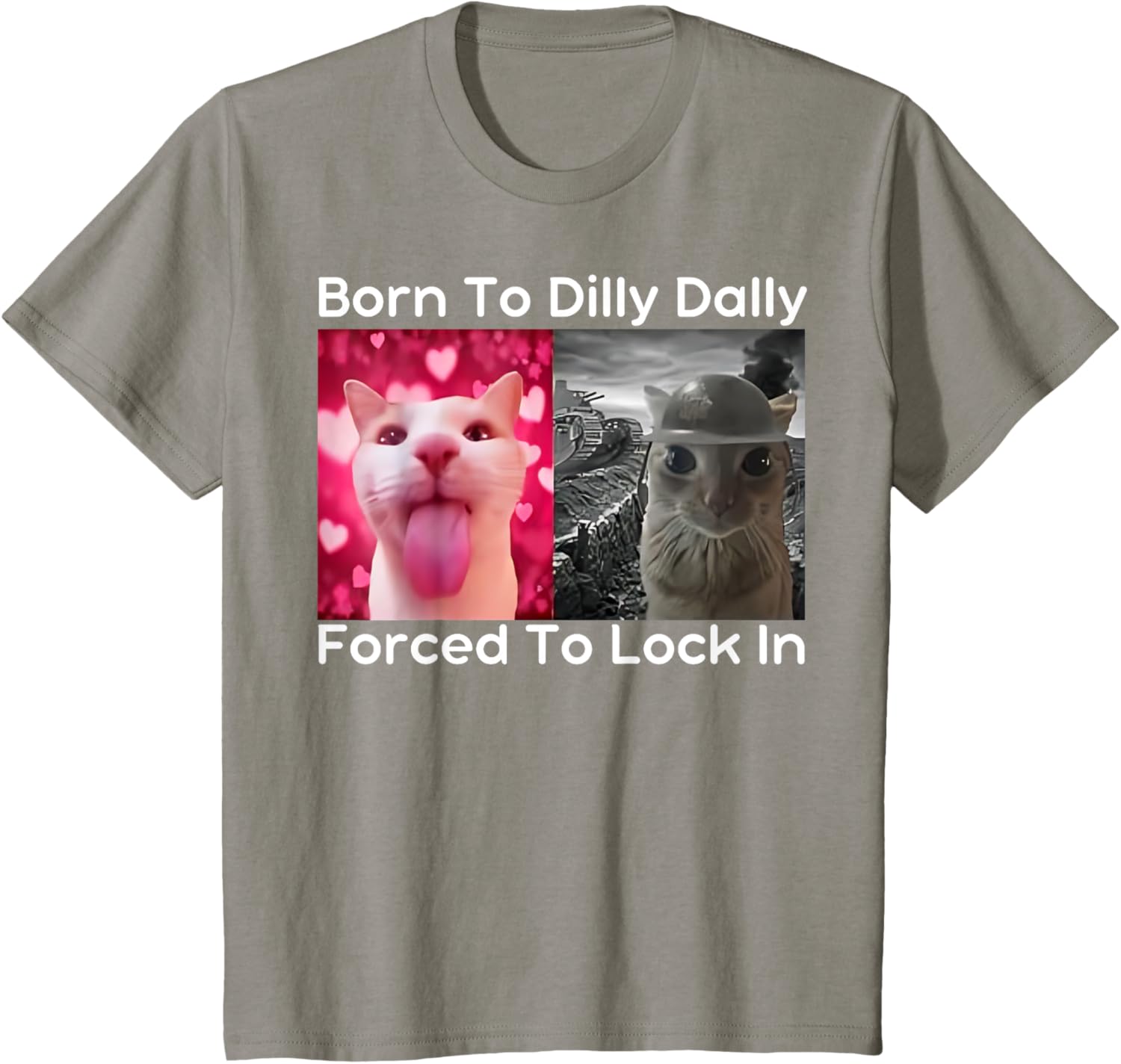 Born to Dilly Dally Forced to Lock in Cat Meme Funny Memes T-Shirt