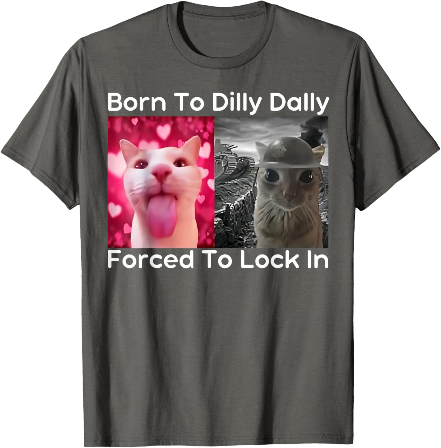 Born to Dilly Dally Forced to Lock in Cat Meme Funny Memes T-Shirt