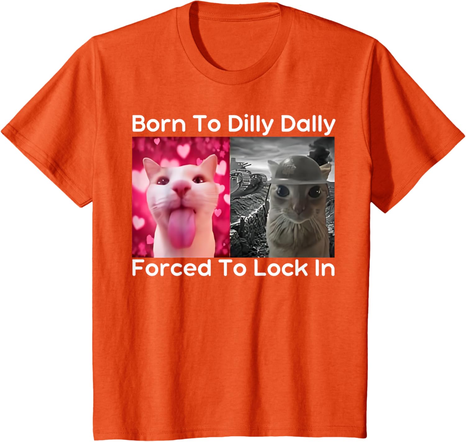 Born to Dilly Dally Forced to Lock in Cat Meme Funny Memes T-Shirt