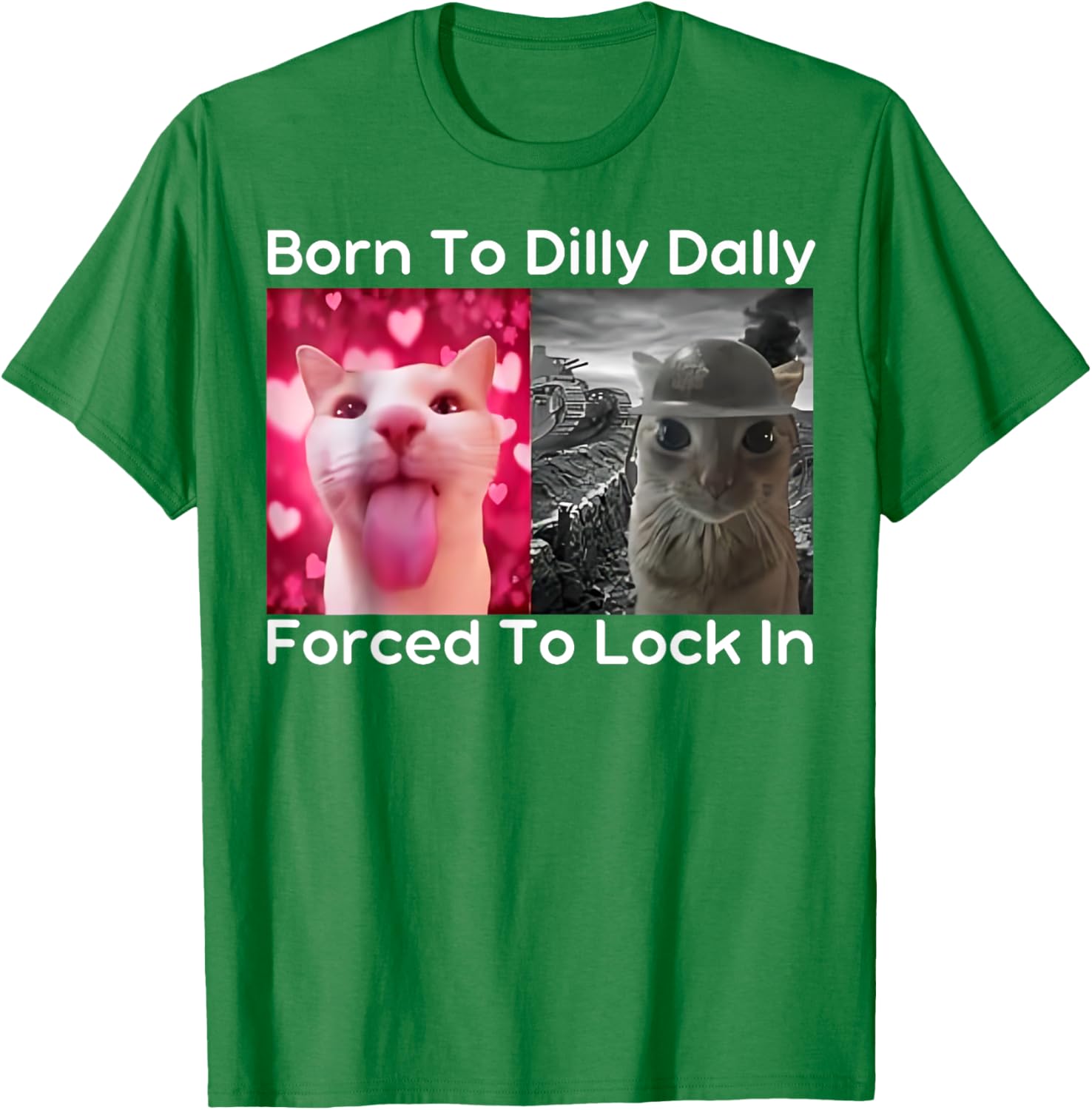 Born to Dilly Dally Forced to Lock in Cat Meme Funny Memes T-Shirt
