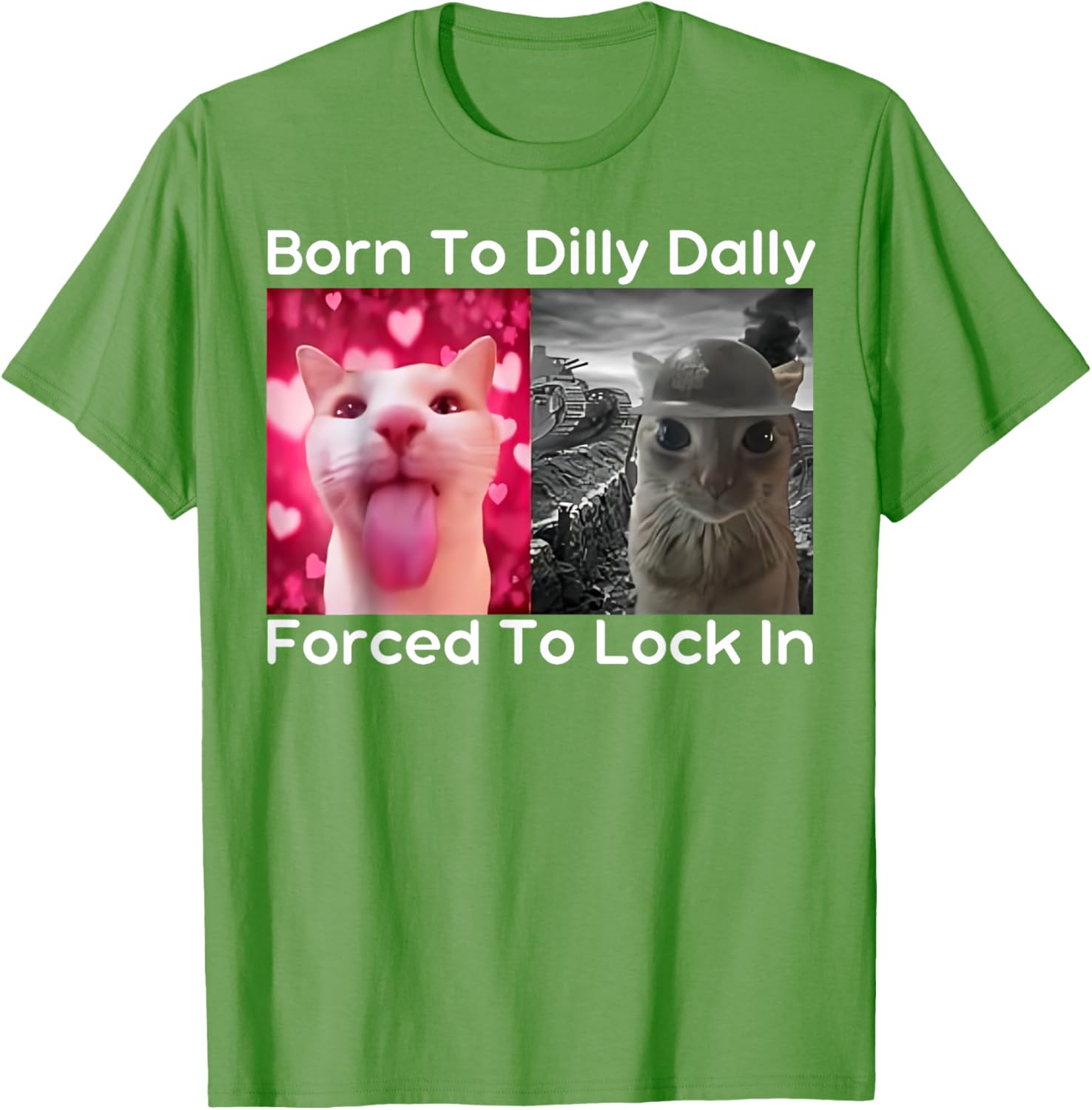 Born to Dilly Dally Forced to Lock in Cat Meme Funny Memes T-Shirt