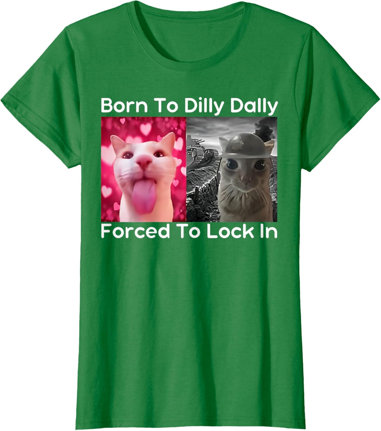 Born to Dilly Dally Forced to Lock in Cat Meme Funny Memes T-Shirt