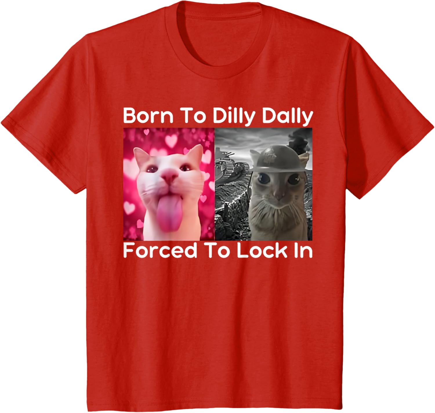 Born to Dilly Dally Forced to Lock in Cat Meme Funny Memes T-Shirt