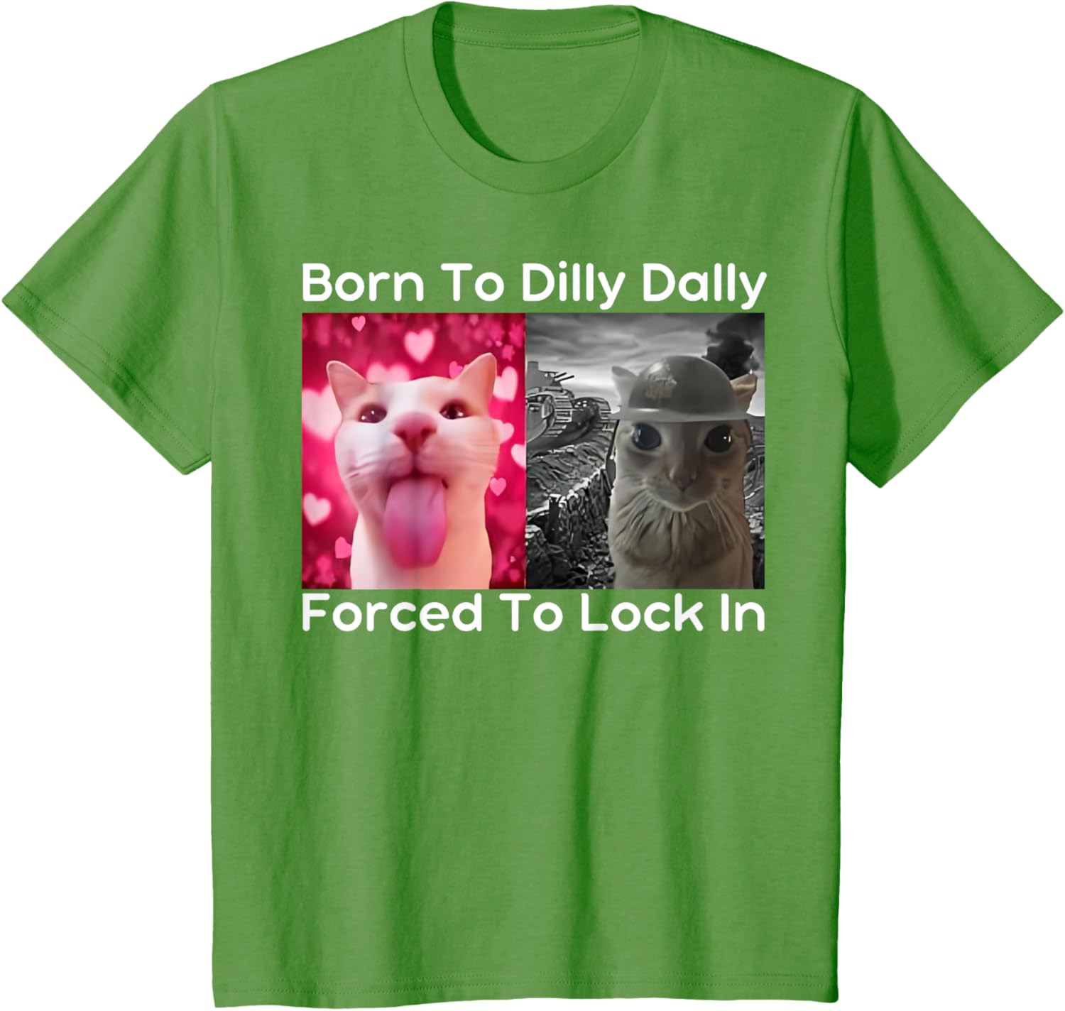 Born to Dilly Dally Forced to Lock in Cat Meme Funny Memes T-Shirt