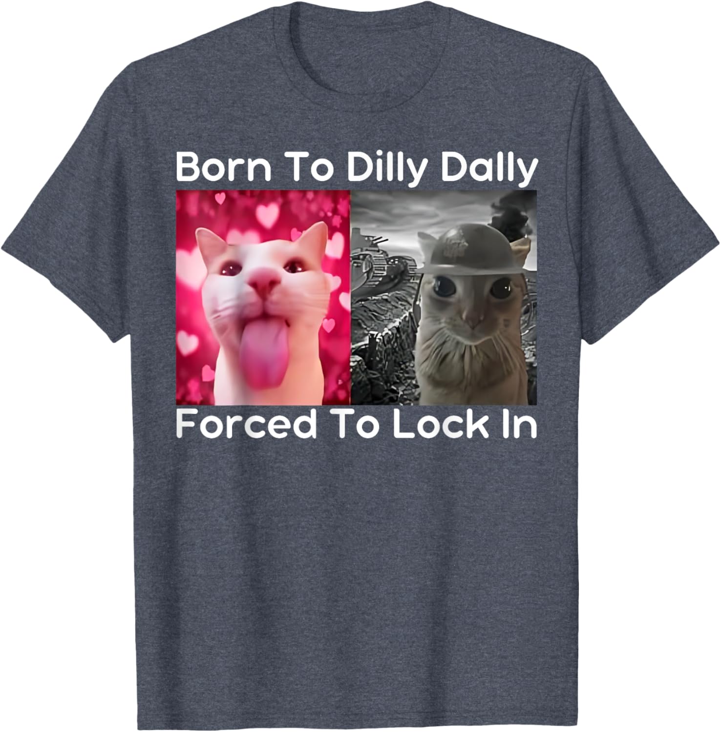 Born to Dilly Dally Forced to Lock in Cat Meme Funny Memes T-Shirt