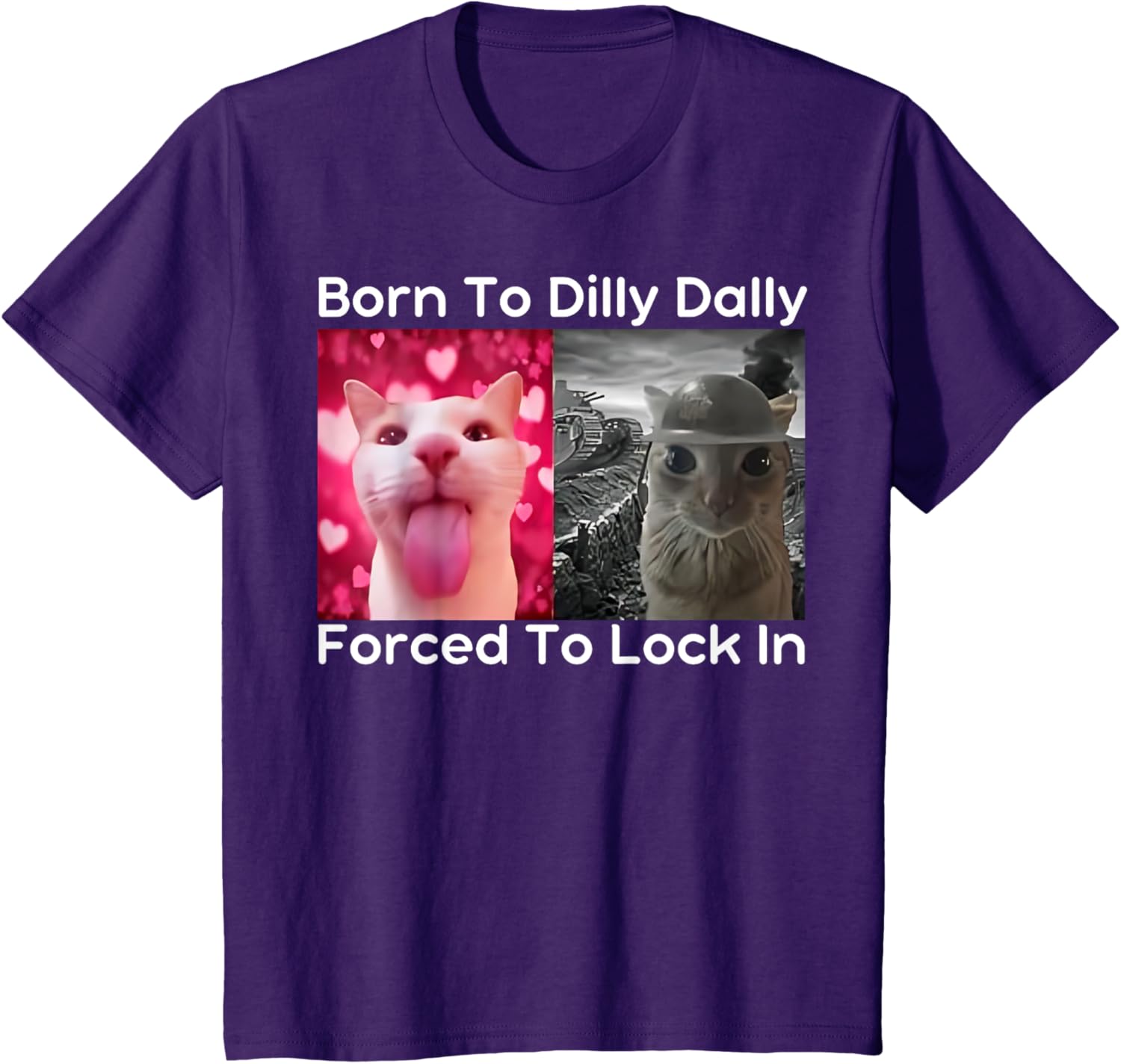 Born to Dilly Dally Forced to Lock in Cat Meme Funny Memes T-Shirt