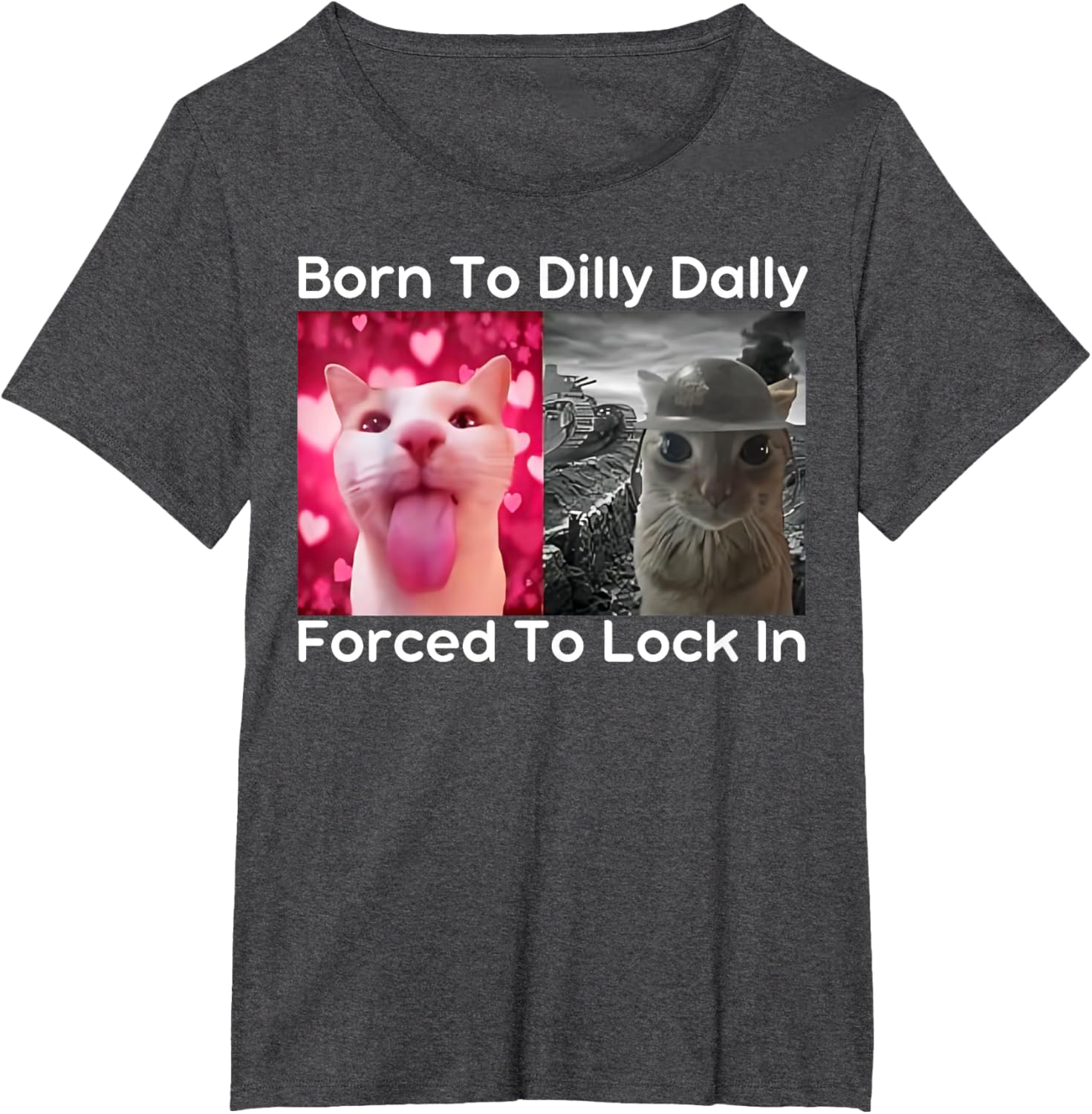 Born to Dilly Dally Forced to Lock in Cat Meme Funny Memes T-Shirt