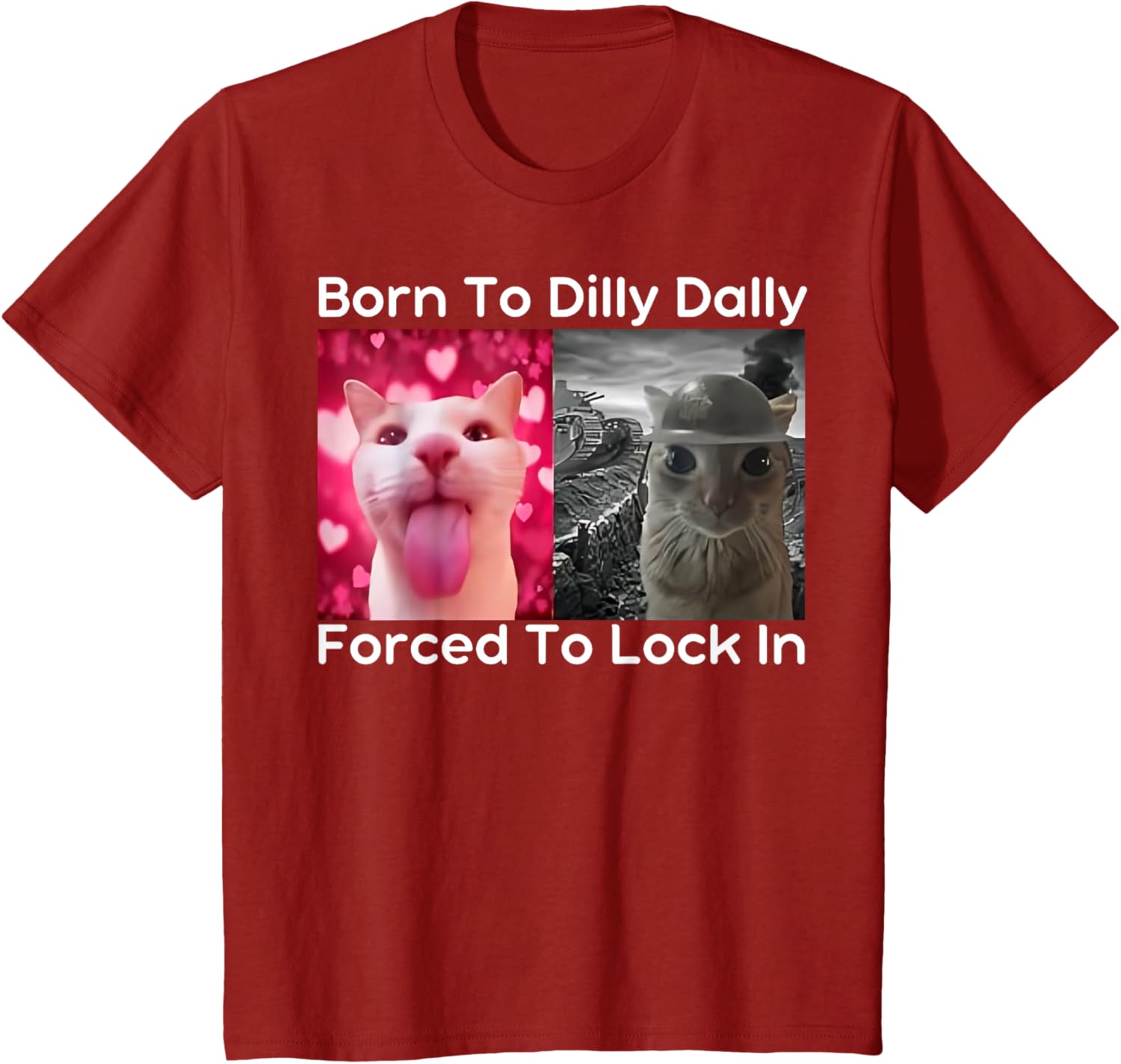 Born to Dilly Dally Forced to Lock in Cat Meme Funny Memes T-Shirt