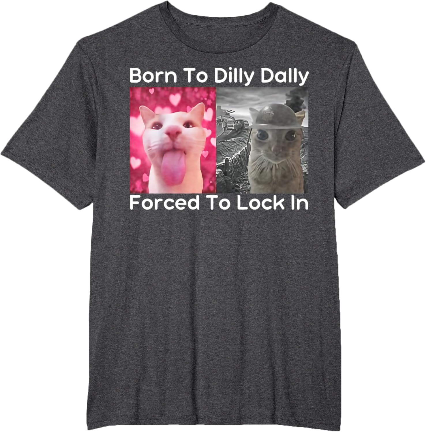 Born to Dilly Dally Forced to Lock in Cat Meme Funny Memes T-Shirt