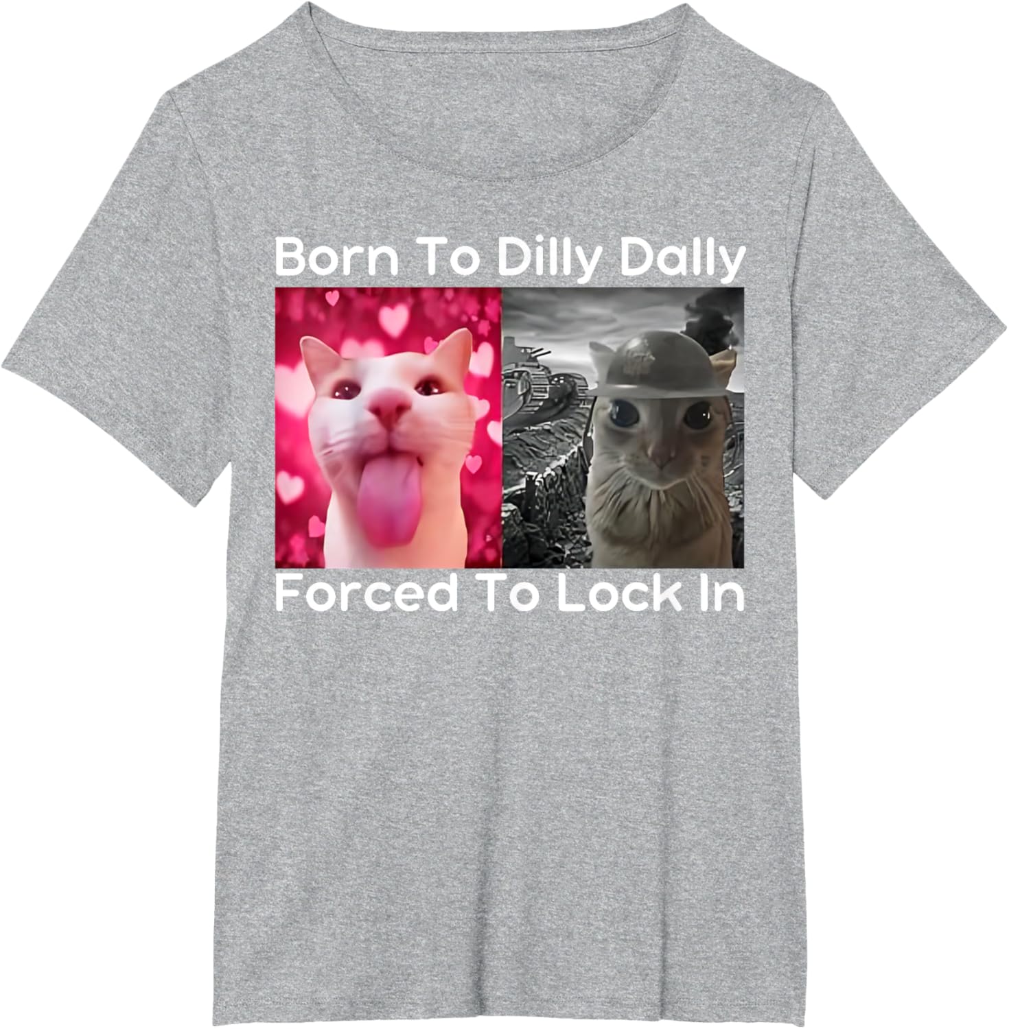 Born to Dilly Dally Forced to Lock in Cat Meme Funny Memes T-Shirt