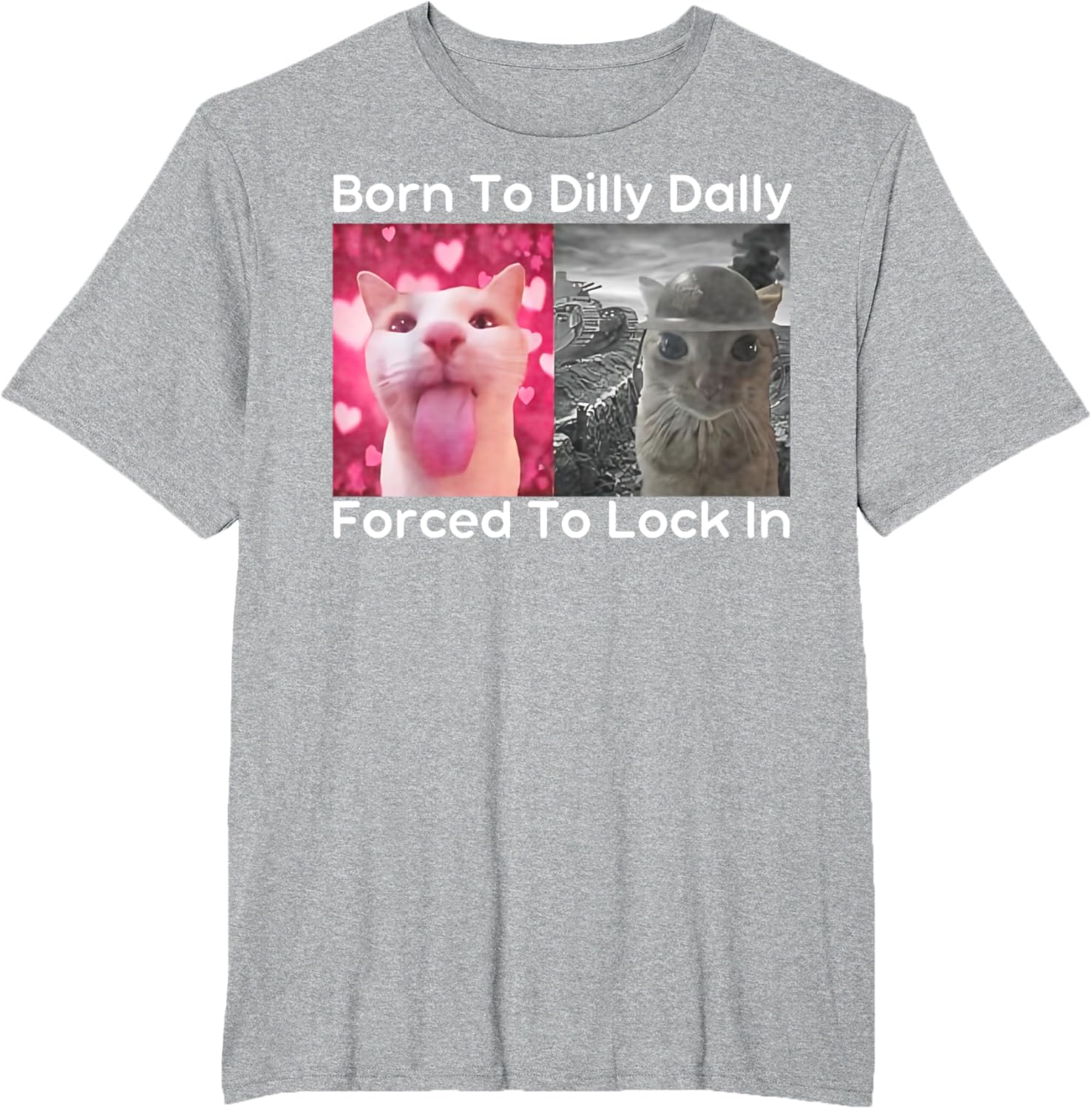 Born to Dilly Dally Forced to Lock in Cat Meme Funny Memes T-Shirt